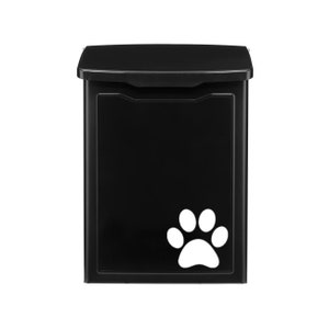 Black Mailbox with Paw Print, Wall Mount Mailbox, Modern Style Mailbox, Cute Mail Box Outdoor, Mailbox Wall Mount, Contemporary Letterbox