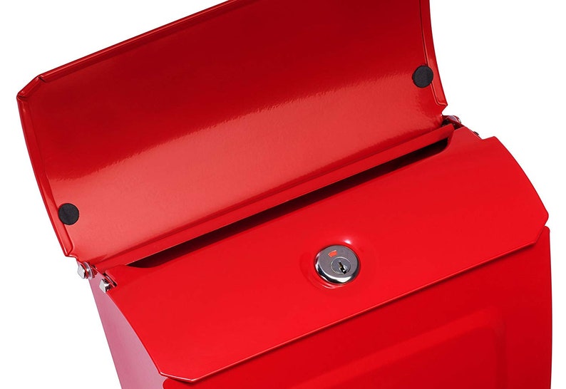 Locking Mailbox Wall Mount Mailbox Modern Red Mailbox Wall Etsy