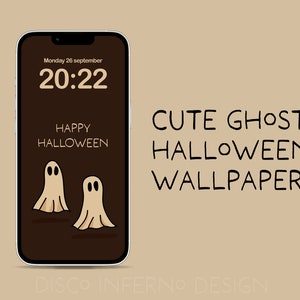 Halloween Ghosts Phone Wallpaper | Digital Download | Autumn Aesthetic Wallpaper | Spooky iPhone Wallpaper | Cute ghost Fall Wallpaper |