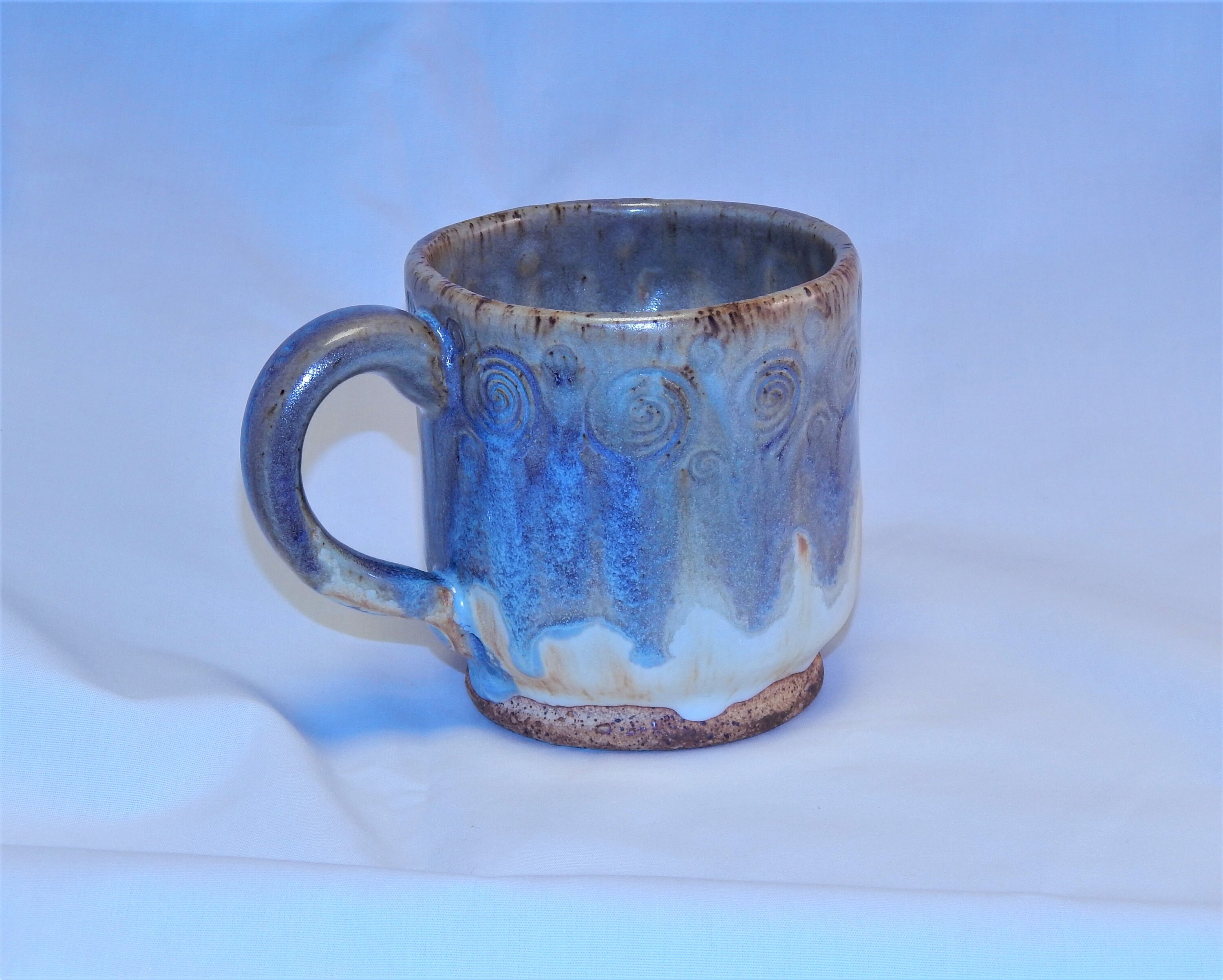 Stamped Mug with Blue and White