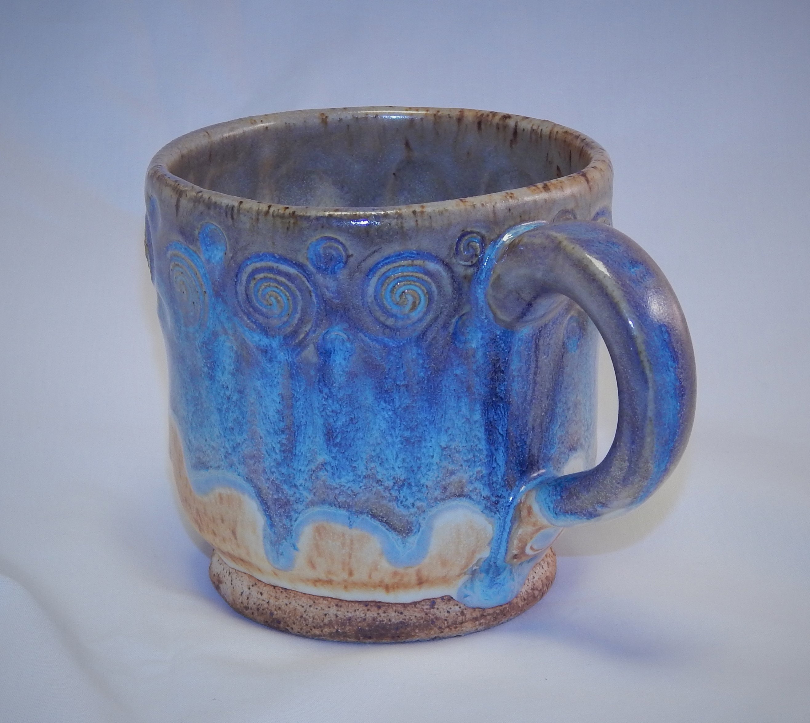 Stamped Mug with Blue and White