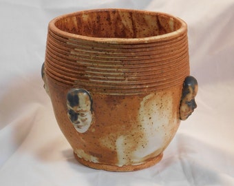 Medium Vase with Texture and Faces