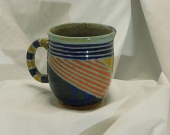 Hand Painted Mug with Geometric Design