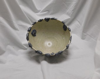 Blue and White Serving Bowl with Faces