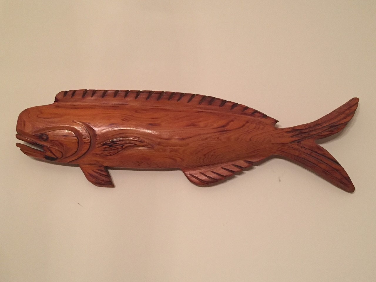 Wooden hand carved fish sculpture Etsy