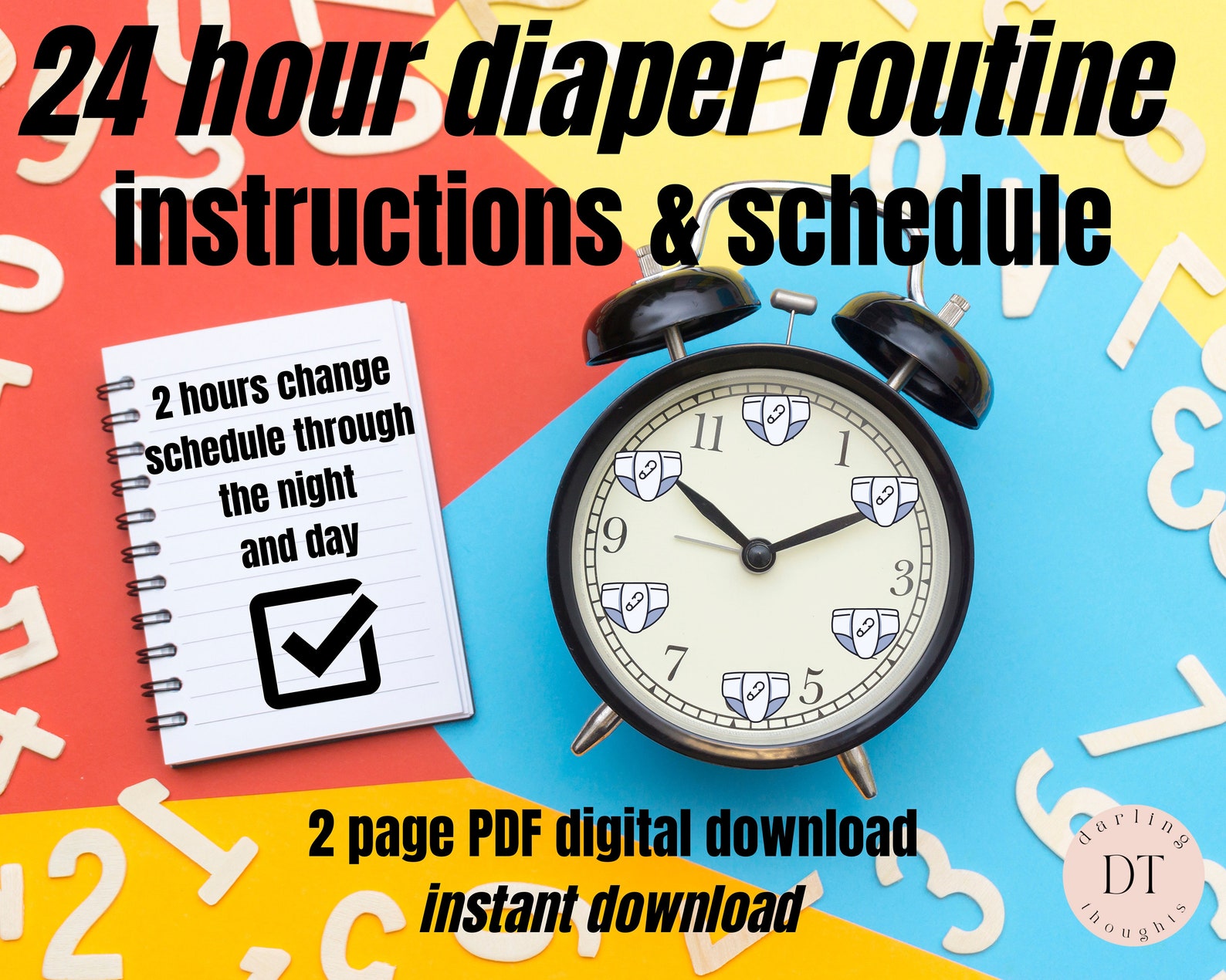 ABDL 24 Hour Diaper Nappy Change Schedule Ideal for Beginners or as a Challenge 24 Hour Task