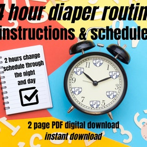 ABDL 24 hour Diaper Nappy Change Schedule - Ideal for Beginners or as a challenge - 24 hour task with instructions - 2 page PDF download