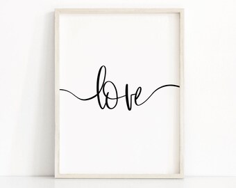 Liebe nach Hause druckbare Poster, Freund Zitat drucken, Liebe Wandkunst, Typografie Schlafzimmer, romantische schwarz-weiß Plakat, modernen skandinavischen
