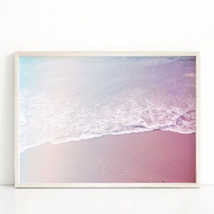 Pink ocean Tropical print, Printable coastal poster, Beach print photography, Coastal wall art, Seascape, Sea poster