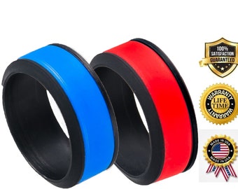 Men's Silicone Wedding Rings - Double Color, Active Lifestyle Safe, Rubber Alternative Band