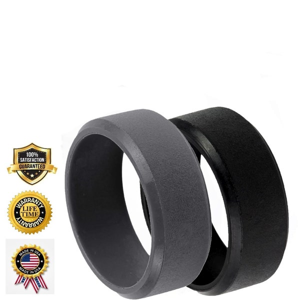 2 Pack Silicone Ring Alternative Ring Outdoor Rugged Lifestyle Ring Grey Black Wedding Band For Men Gray Custom Unique Ring Promise Ring