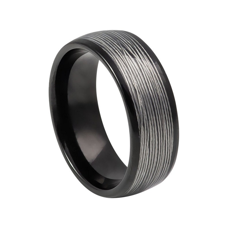 Grey Ring Mens Wedding Band 8mm Engagement Band Gunmetal Wedding Band ...