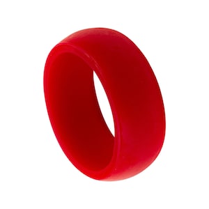Red Silicone Ring: 8mm Classic Dome Wedding Band
