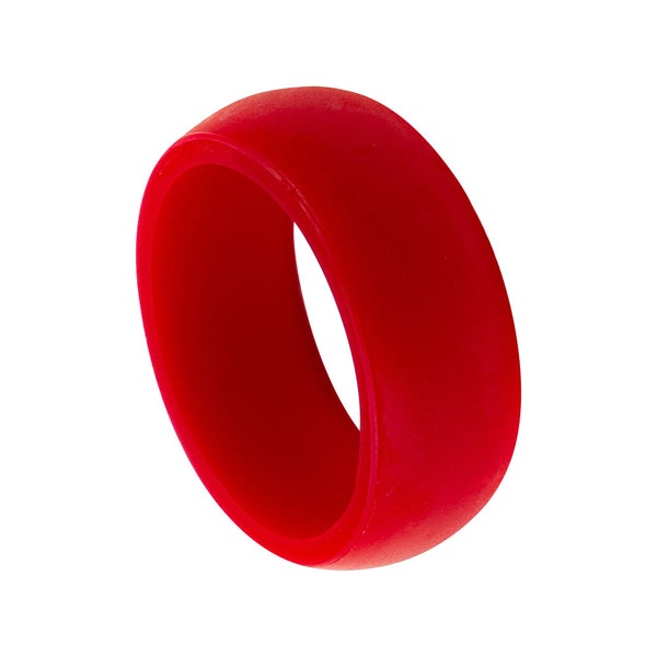 Silicone Ring Alternative Ring Outdoor Rugged Lifestyle Ring Red Wedding Band For Mens Red Ring Classic Dome Ring Custom Unique Promise