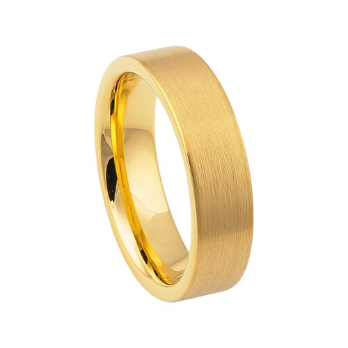 Tungsten Wedding Band 18k Yellow Gold Ring Mens Wedding Band - Etsy