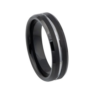 Black Ring Mens Wedding Band 6mm Engagement Ring Black And Silver Wedding Band Black Wedding Band Tungsten Carbide Black And Silver Ring