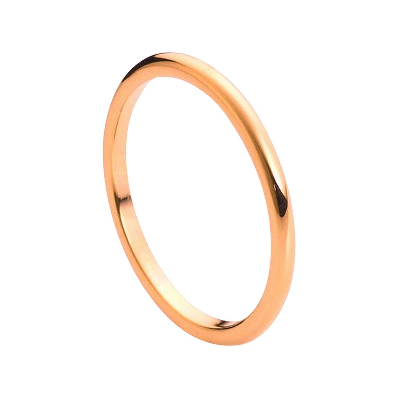 Rose Gold Wedding Band 18k Rose Gold Ring Unisex Wedding Band 2mm Engagement Band Polished 18k Rose Gold Tungsten Band Classic Domed Ring