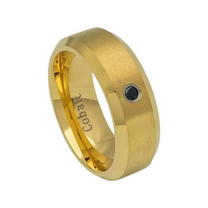 Black Diamond Wedding Band Cobalt Ring Mens Diamond Ring 8mm Engagement Ring Mens Black Diamond Ring Yellow Gold Ring Mens Wedding Band