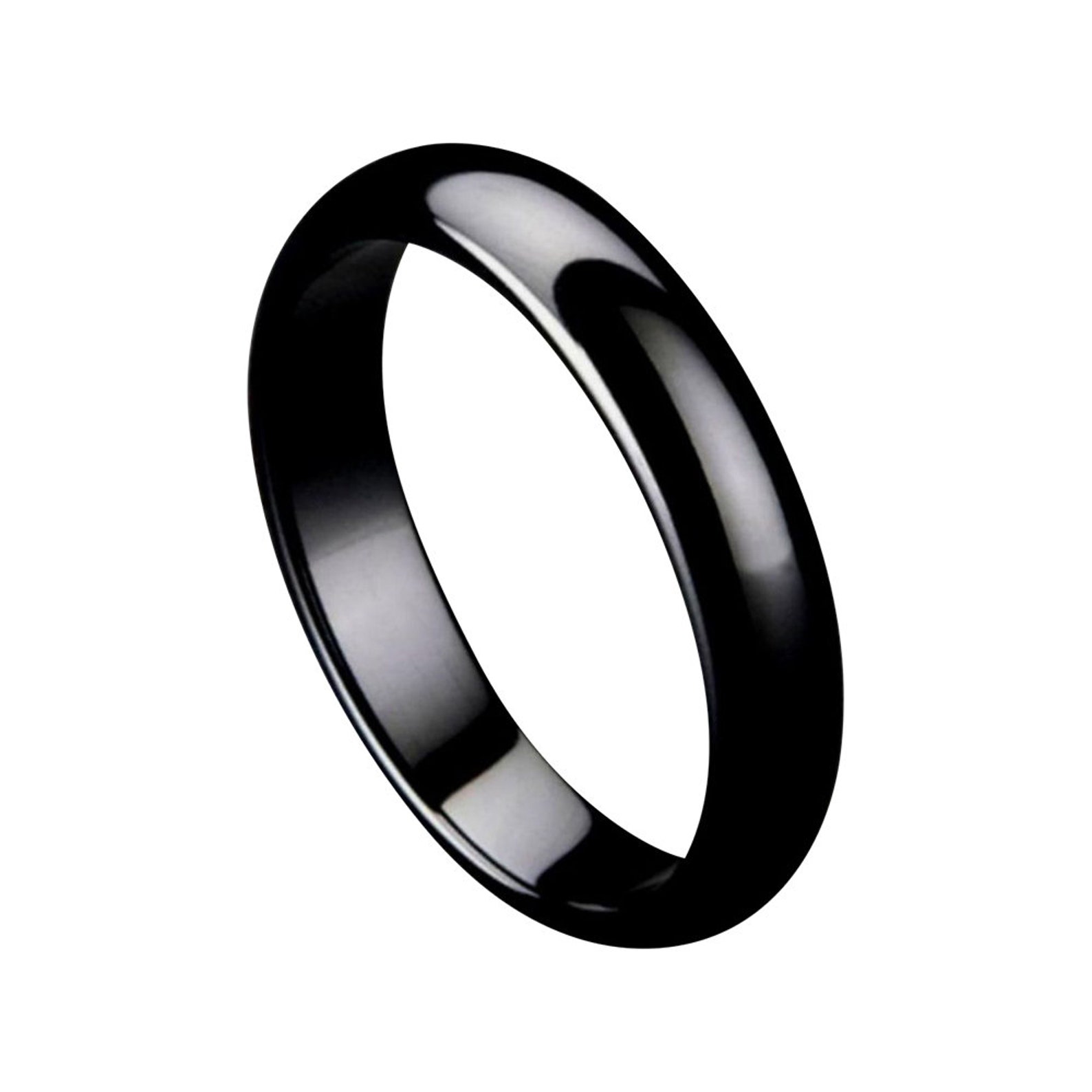 Black Ceramic Ring Mens Wedding Band 5mm Engagement Band