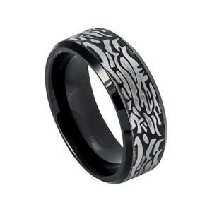 Black Ring Mens Wedding Band 8mm Engagement Ring Black And Silver Wedding Band Tungsten Carbide Man Wedding Band Silver And Black Ring