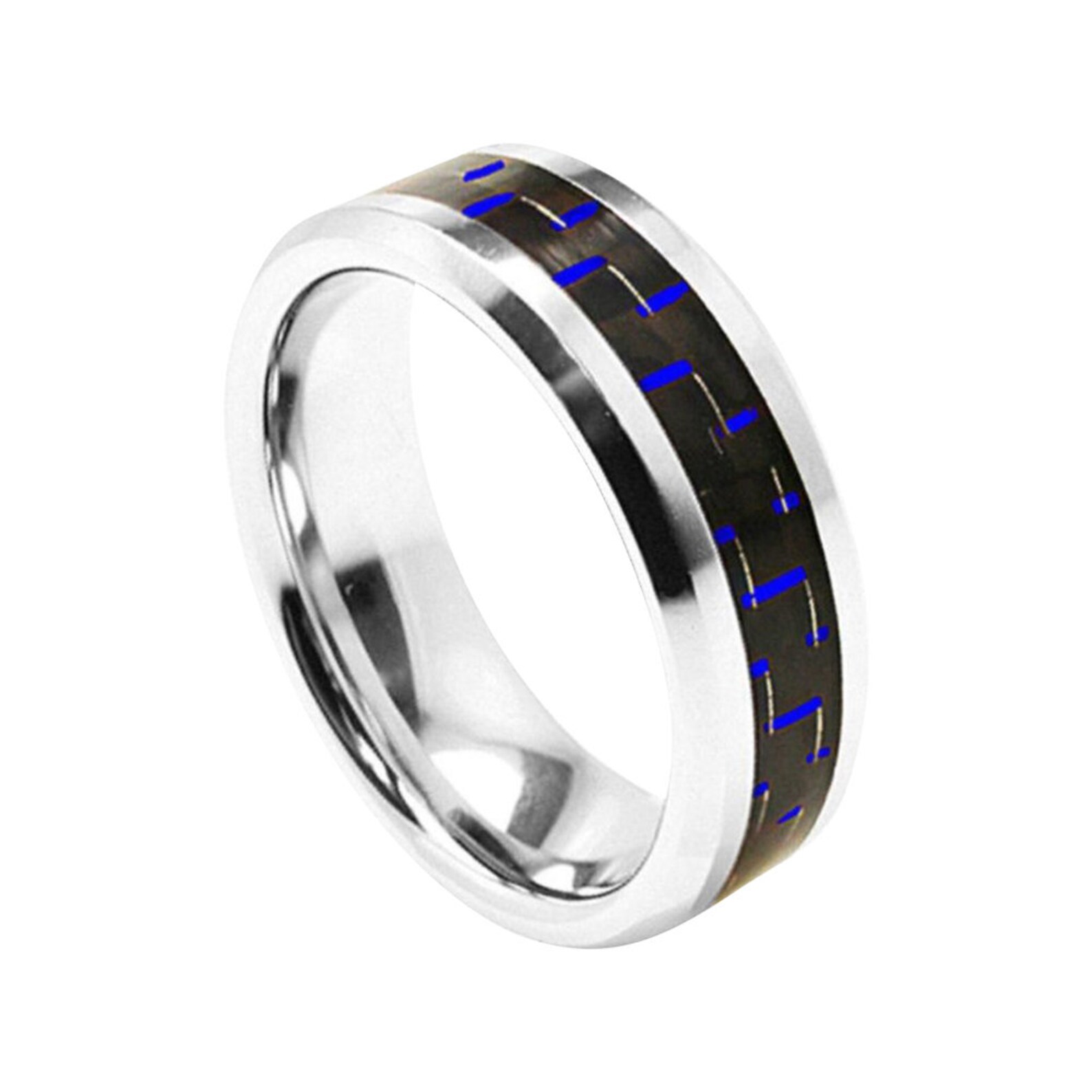 Mens Wedding Band Cobalt Ring 8mm Engagement Band Blue Carbon Fiber Mens Wedding Band Cobalt Ring 8mm Engagement Band Blue Carbon Fiber