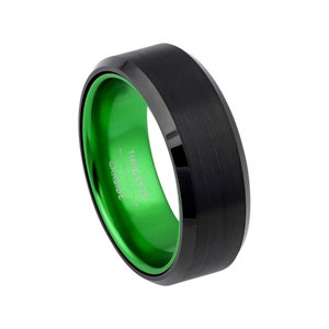 Black and Green Wedding Band Mens Wedding Band 8mm Engagement Ring ...