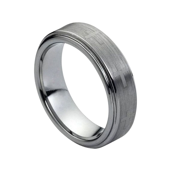 Trton Tungsten Carbde Weddng Rng 7mm Sze 9-1/2 Brushed Dark Slver