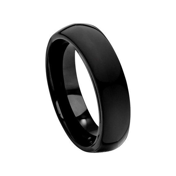 Tungsten Wedding Band Black Ring Mens Wedding Band 6mm - Etsy