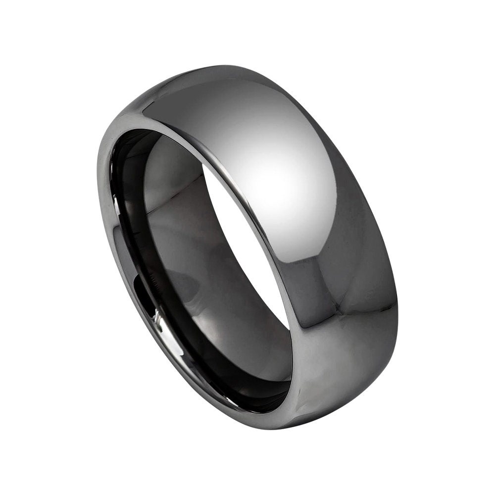 Grey Wedding Band Gunmetal Ring Mens Wedding Band 8mm Etsy