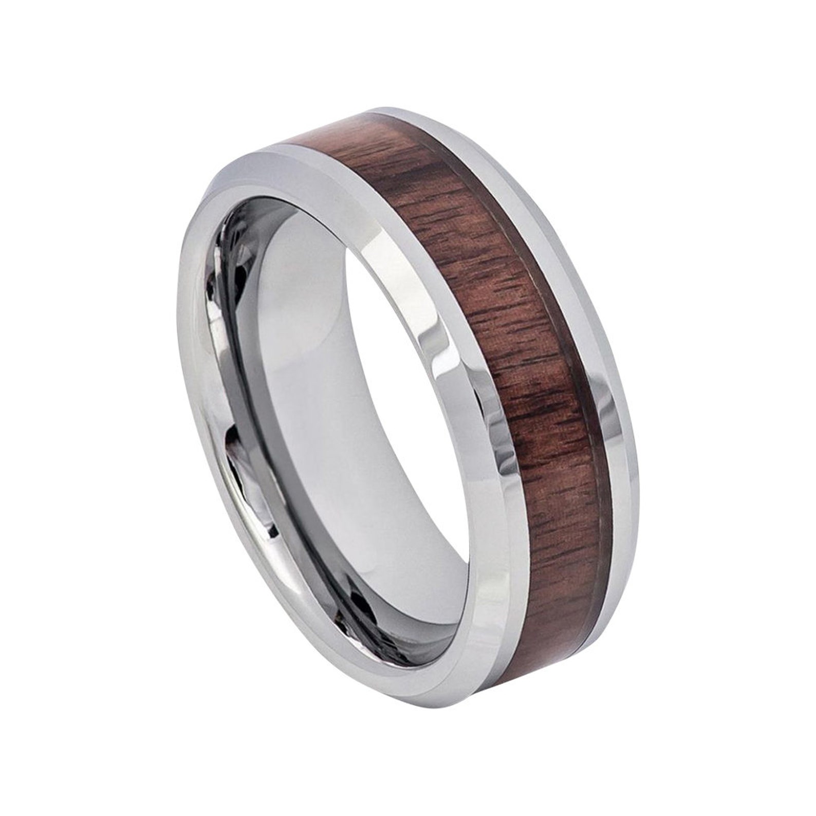 8 Mm Mens Wedding Bands, Carbon Fiber In Tungsten - N555C - Foto 7