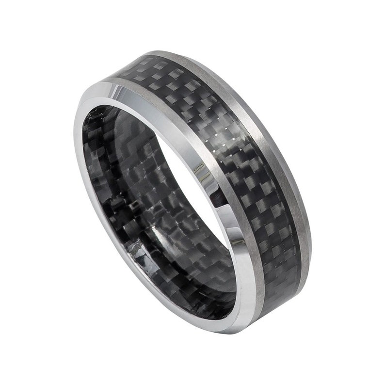 Carbon Fiber Ring Mens Wedding Band 8mm Engagement Band | Etsy