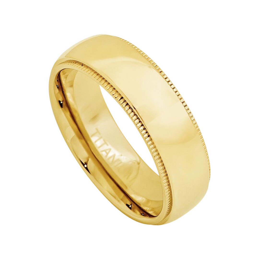 Mens Wedding Band Titanium Ring 7mm Ring Engagement Band 18k - Etsy