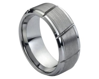 9mm Tungsten Carbide Wedding Band - High Polish/Matte Finish With Grooves, Comfort Fit, Sizes 9-13 - View #14