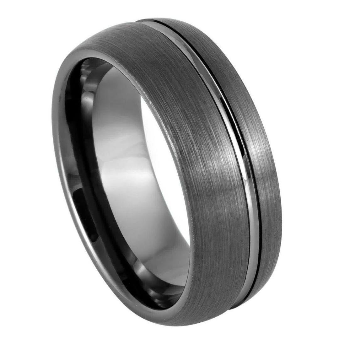 TUTISS Tungsten Carbide Rings 6mm & 8mm - Gunmetal, Gold, Rose Gold Wedding Bands, I Love You Engraved, Comfort Fit - View #4