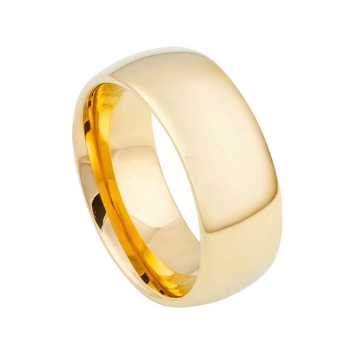 Tungsten Wedding Band 18k Yellow Gold Ring Mens Wedding Band Etsy