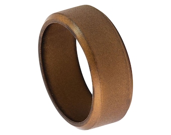 Brown Silicone Ring: Beveled Edge, Active Lifestyle Wedding Band