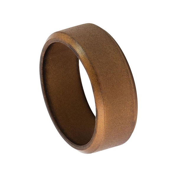 Silicone Ring Alternative Ring Outdoor Rugged Lifestyle Ring Brown Wedding Band For Men Brown Ring Custom Unique Promise Ring Beveled Edges