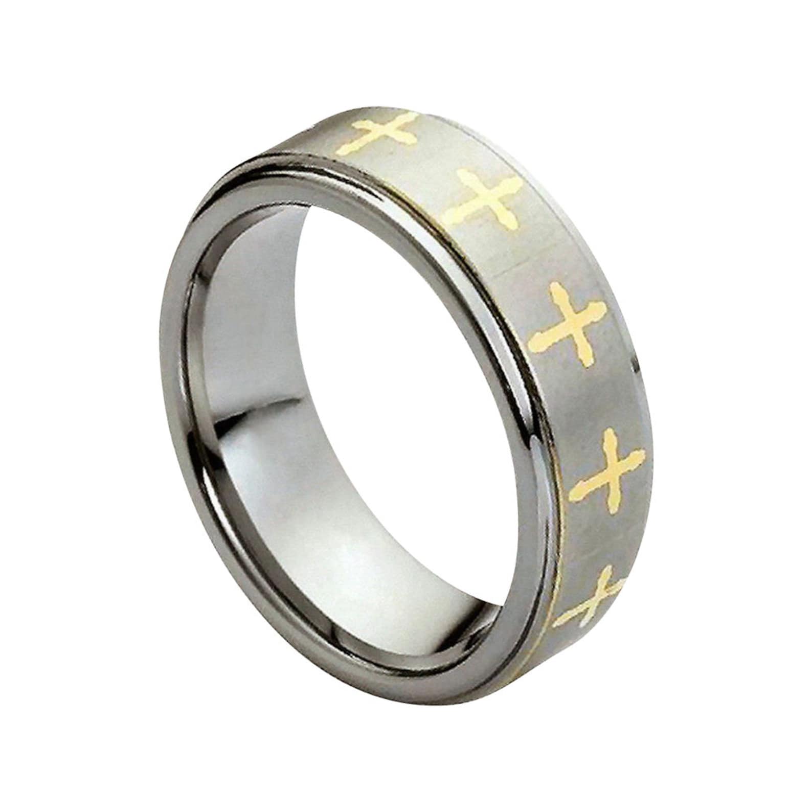 Tungsten Wedding Band Cross Ring Mens Wedding Band 8mm Engagement Ring
