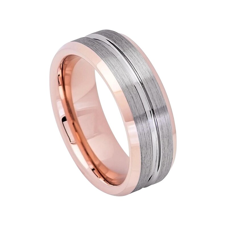 8mm Tungsten Carbide Men's Wedding Band Ring, Never Tarnish Silver, Size Q