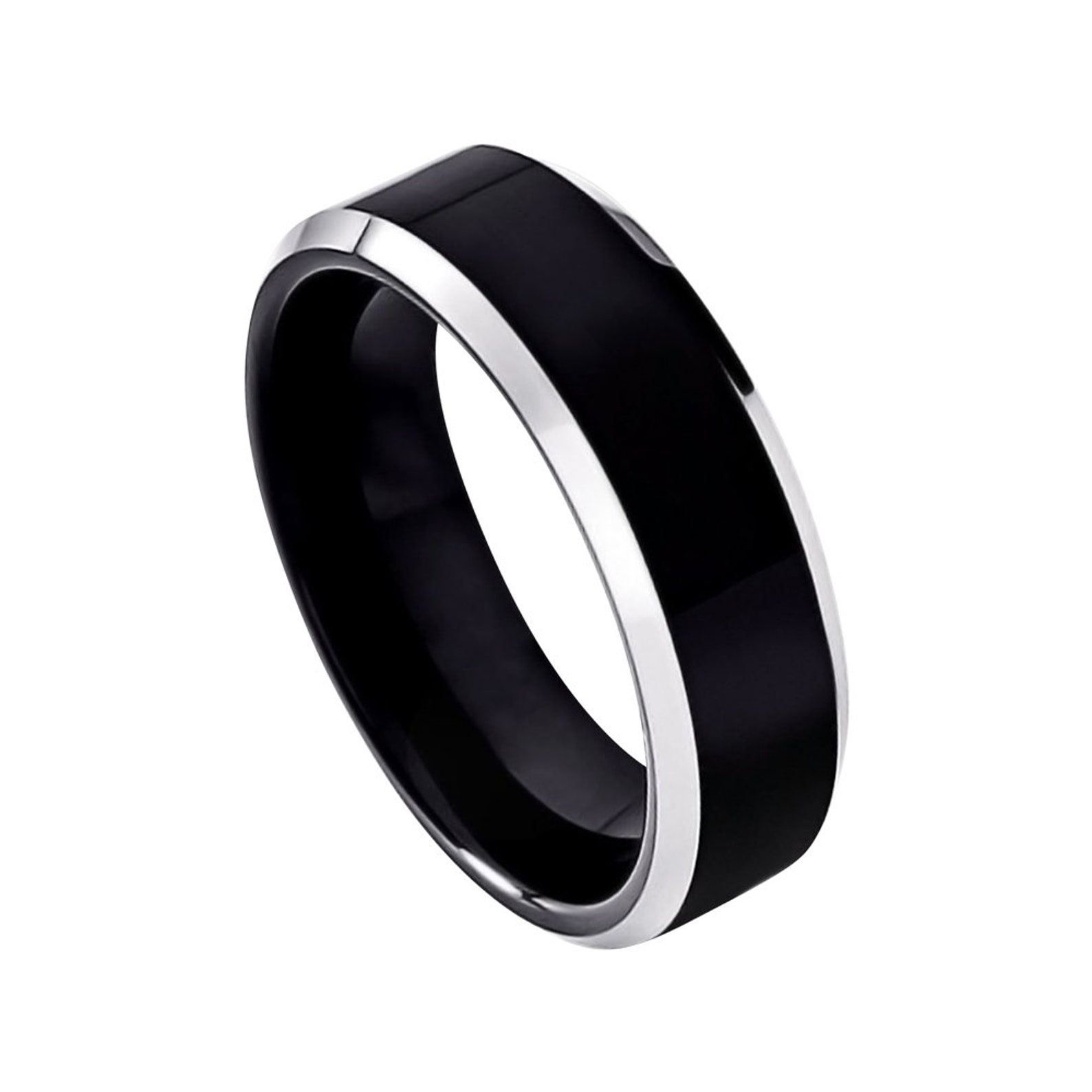 Mens Wedding Band Black Cobalt Ring 6mm Engagement Band