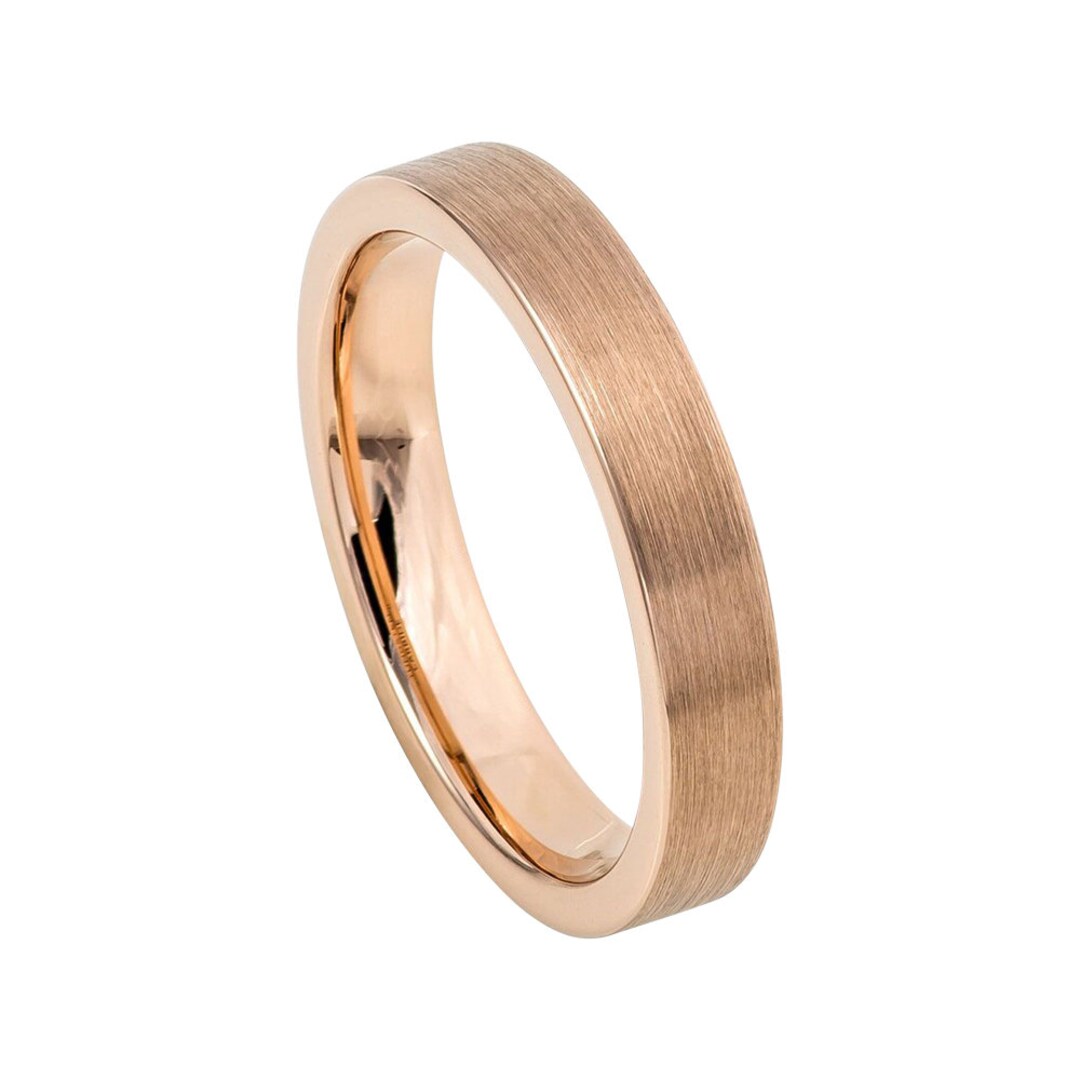 Rose Gold Tungsten Ring Mens Wedding Band 4mm Engagement Ring - Etsy