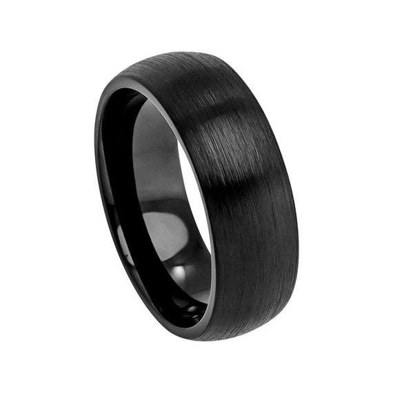 Mens Wedding Band Black Cobalt Ring 8mm Engagement Band Satin | Etsy