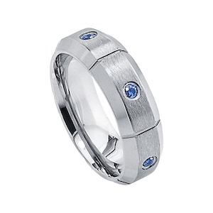 Sapphire Wedding Band Mens Wedding Ring 7mm Engagement Ring Man ...