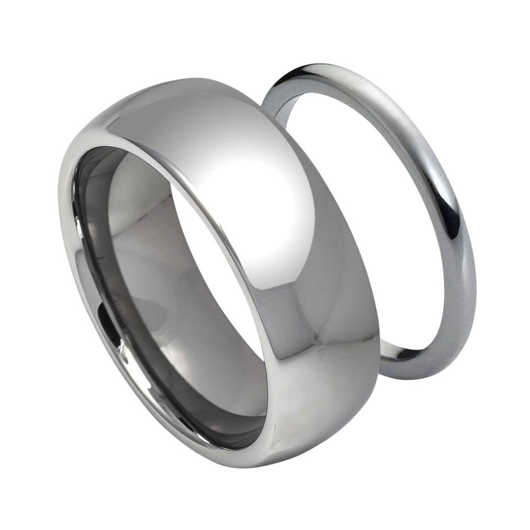 thumbnail image 2 of His & Her Wedding Ring Set – Tungsten & 925 Sterling Silver With AAA CZ Engagement Ring 2 of 6