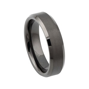 Grey Ring Mens Wedding Band 6mm Engagement Band Gunmetal Wedding Band Gray Ring Tungsten Carbide Brushed Grey Wedding Band For Men Domed