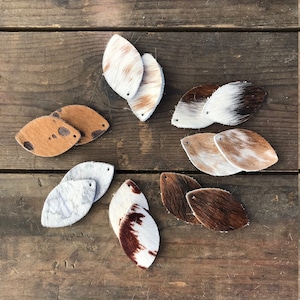 Cowhide Leather Earrings-Leather Teardrop Earrings-Rustic Boho Chic -1&quot; -2&quot; Pre-Cut Earrings-Diy Craft Supplies