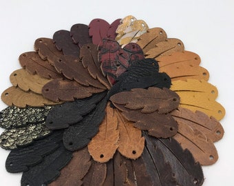 Leather Earrings-Leather Leaf Earrings-Rustic Boho Chic -1" -2" Pre-Cut Earrings-Diy Craft Supplies