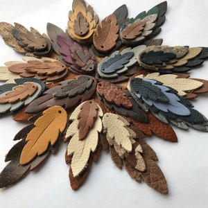 Leather Earrings-Leather Leaf Earrings-Rustic Boho Chic-1&quot; -2&quot; Pre-Cut Earrings-Diy Craft Supplies