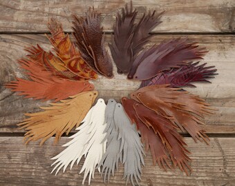 Leather Earrings-Leather Leaf Earrings- Rustic Boho Chic - 3.5  Pre-Cut Earrings-Diy Craft Supplies- Fringe Leaf Shape