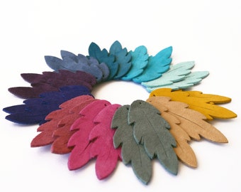 Leather Earrings-Bright Color-Leather Leaf Earrings-Rustic Boho Chic-1" -2" Pre-Cut Earrings-Diy Craft Supplies-Earring Kit